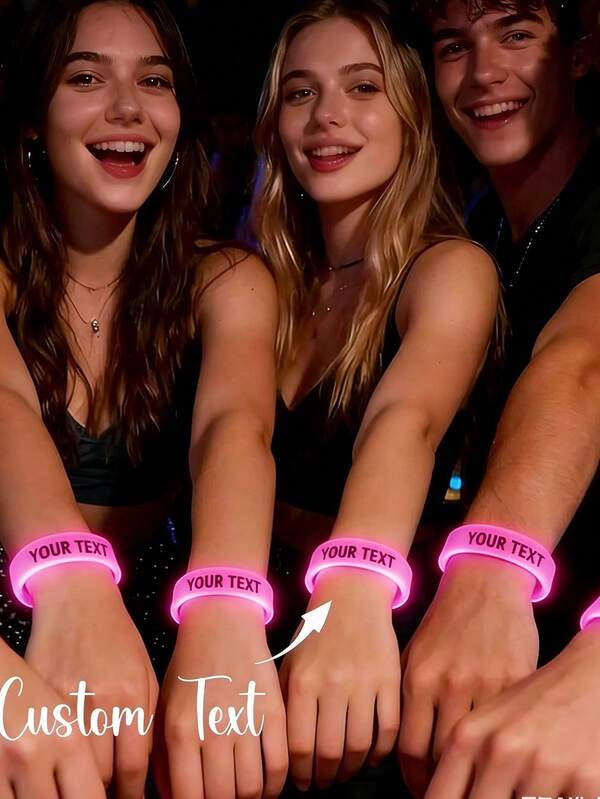 Customizable Silicone Glow Bracelet, Colors From Vibrant Orange To Soft Pink, Suitable For Weddings, Bridal Parties, Housewarming Celebrations, No Power Needed, Eternal Love, Large Supply Of Sports Bracelets, Event Party Accessories, Customizable Text Bracelets, Wedding Favors, 2026 Graduation