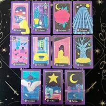 Bộ bài Tarot tiếng Anh 78 lá - Tháp Thành Lúc Nửa Đêm, kích thước 12x7cm, kèm sách hướng dẫn, phù hợp cho người mới bắt đầu, tụ họp bạn bè, trò chơi tiệc tùng, quà Giáng sinh, quà sinh nhật. - Màu tím - Xem 3