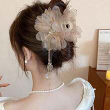 1pc Rhinestone Decor Mesh Flower Butterfly Tassel Sweet Fashion Versatile Hair Clip Valentine's Day Valentines Hair Claws Claw Clips Hair Clips Hair Jaw Clip Hair Clamps Hair Clutch Hair Catcher Clip Fall Winter Hair Accessories For Women For Vacation Outfits Woman Valentines Gift Summer - 棕色 - 查看 10