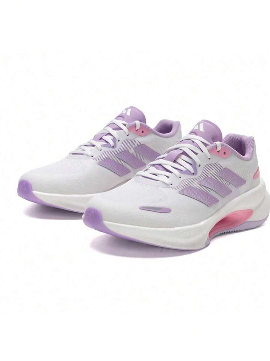 Adidas Giày thể thao nữ mới, kiểu dáng thường ngày, cổ thấp, thoáng khí, nhẹ và bền. - Trắng/Tím - Xem 1