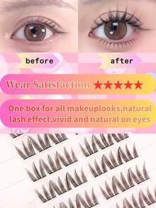 60pcs/Set Glue-Free Cat Claw False Eyelashes, Korean Style, C-Curl, 8-12mm Mixed Length, Easy DIY, Save Makeup Time, Soft & Lightweight, Beginner-Friendly, Reusable, Suitable For Daily, Party, Travel, Great Gift For Friends & Holidays - C - View 4