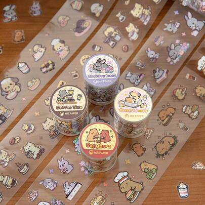 1 Roll, Cute Animal-Themed Craft Tape; Ideal For Sealing Gift Packages And As Decorative Stickers For Bullet Journals; Perfect For Decorating Scrapbooks And Notebooks