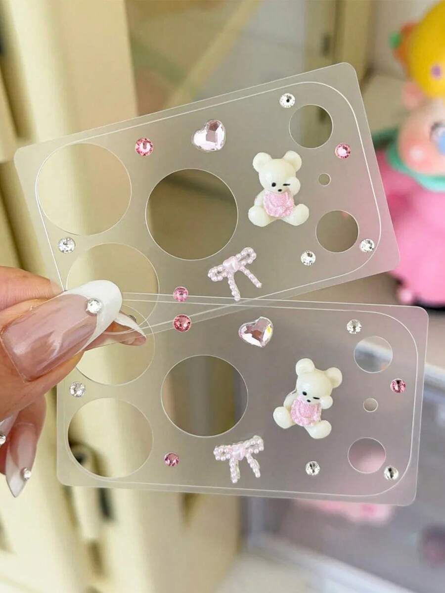 Protector de lente de cámara con diamantes brillantes, oso 3D lindo, strass y perlas, resistente a arañazos, base transparente, compatible con iPhone 17ProMax 17Pro, accesorio de cámara duradero y capa protectora clara, regalo del Día de la Madre - oso blanco - Ver 1