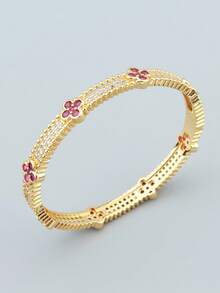 falinne Vòng tay cỏ bốn lá mới năm 2026, mặt dây chuyền hoa pha lê CZ, tông vàng/bạc, trang sức may mắn cho phụ nữ, quà tặng Ngày của Mẹ. - vòng tay kim cương toàn phần hình cỏ bốn lá - Xem 12