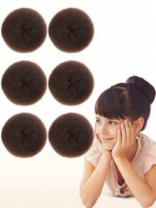 6pcs/Set Girls Mini Donut Hair Bun Maker, Ballet Bun Maker, Sock Bun Maker, Donut Bun Maker, Easy Bun Maker (6pcs, Brown, 2 Inch) - Multicolor - View 13