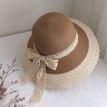 1顶女士草编遮阳帽，宽檐蝴蝶结沙滩帽，夏季防晒帽，优雅美观，适合度假旅行日常佩戴，修饰脸型，夏季必备单品 - 遮陽帽 - 查看 13