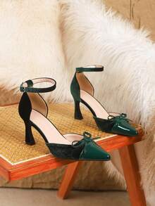 New Spring/Summer 2026 Collection: ZA Style Pointed-Toe Stiletto Heels For Women. Elegant, Fashionable, And Classic. Available In Brown, Black, Leopard Print, Brown Mixed Colors, Animal Prints, And Color Patchwork. Made Of Premium Velvet And Superior Leather. Features A Single-Strap Buckle For Easy Wear. Suitable For Weddings, Mother's Day, Parties, Family Gatherings, Dresses, Professional Casual Wear, Outdoor Wear, And Business Formal Occasions. (Local Warehouse Delivery Available In As Little As 3 Days) - 綠色 - 查看 6