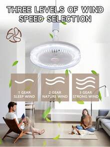 2 In 1 40W Ceiling Fan Lamps 3 Speeds Adjustable E27 Base Infinitely Dimmable For Living Room Bedroom Study LED Decorative Light - one-size - View 6