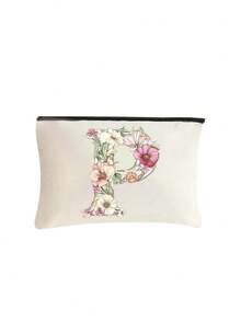 Cosmetic Bag With A-Z Letter Floral Pattern, Portable Makeup Bag, Zipper Multifunctional Storage Bag, Portable Storage Bag, Toiletry Bag, Lightweight, Suitable For Young Men And Women, Jewelry Accessories, Perfect For Back To School, Birthday, Holiday, Teacher's Day Gifts, Creative Teacher Gift Toiletry Bag, Skincare Bag, Toiletry Bag, Women's Travel Essential, Large Capacity Women's Travel Bag - View 24