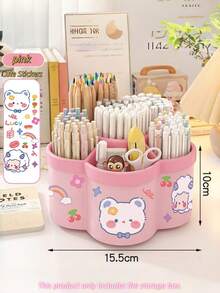 360 Degree Rotating 5-Compartment Pencil Holder - Multifunctional Plastic Desktop Organizer Box For Pens, Pencils And Office Supplies - Suitable For Home, School And Office Use - Multicolor - View 12