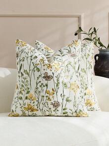 1pc/2pcs Vintage Floral Pattern Throw Pillow Cover, Fashionable Retro Comfortable Jacquard Chenille + Faux Cashmere Decorative Pillow Sham, Suitable For Home Decor, Sofa, Bed, Bedroom, Gift, Holiday Decoration, All Seasons - Milky White - View 10