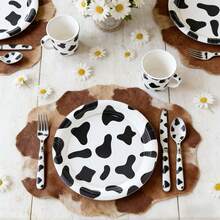 10/20pcs 7-Inch Cute Cow Pattern Disposable Paper Plates, Suitable For Birthday Parties, Party Decorations, Perfect For Farm Theme Parties And Family Picnics - View 5