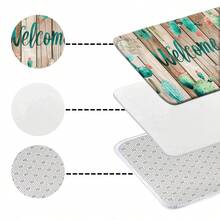 1 pieza Alfombra de cocina con patrón de hoja de eucalipto y grano de madera vintage WELCOME, tapete de cocina con alivio de presión, material absorbente y resistente al aceite, cómodo para estar de pie y caminar, tapete de pie para cocina, tapete de piso de cocina, alfombra a rayas, alfombra pequeña de cocina, tapete de entrada, suministros de cocina, decoración de cocina, juego de cocina, tapete de espuma - Multicolor - Ver 6