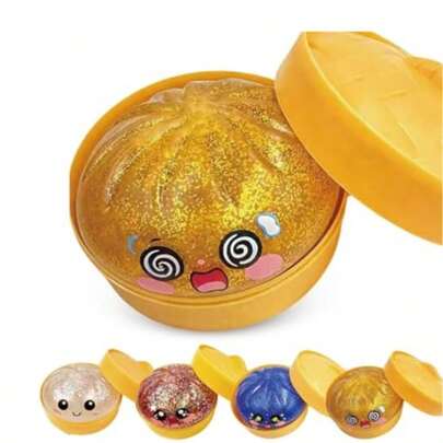 Caja de Squishy con brillo en forma de dumpling, juguetes adorables con forma de bollo adecuados para adultos y adolescentes, relleno de huevos de Pascua, pelotas antiestrés sensoriales, juguetes para dedos antiestrés, relleno de calcetines navideños, cajas de regalo sorpresa