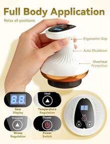 Cellulite Massager 4 In 1, Rechargeable Body Firming Device With 9 Suction Levels And Heat, Deep Tissue Massage Tool For Legs Arms Abdomen - trắng - Xem 6