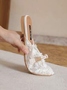 Mengshangli Fall/Winter Women's Fashion Slip-On Backless Flat Mules, Closed Toe Casual Sandals - Beige - View 7