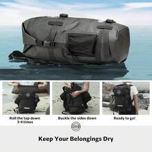 STOVER - Bolsa impermeable unisex de 5/10/25/30/40/55 L, mochila pequeña, ligera, con cierre enrollable y funda para teléfono, para kayak, viajes, senderismo, pesca, tubing, campamento y playa (negro) - 40L Negro (con funda para teléfono) - Ver 5