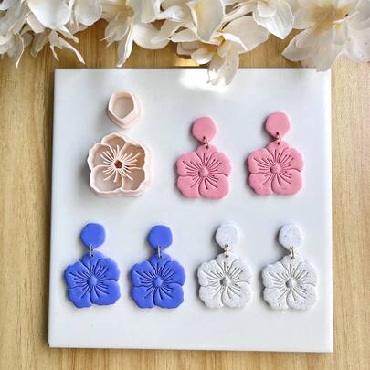 2pcs/Set Bohemian Flower Soft Clay Earring Mold, Suitable For DIY Earrings And Jewelry Making, Ceramic Earring Crafting, Handmade Earring Making Tools