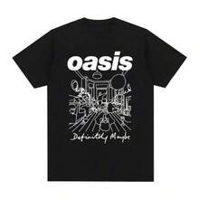 T-shirt d'été pour homme, logo du groupe Oasis, style rétro rock, 100 % coton pur, coupe ample et déC-ontractée, idéal pour moi ; T-shirt d'été à manches courtes pour femme ; Hauts pour homme ; T-shirts pour femme ; T-shirts élégants pour femme ; Jaune ; T-shirt pour femme - Noir - Voir 8
