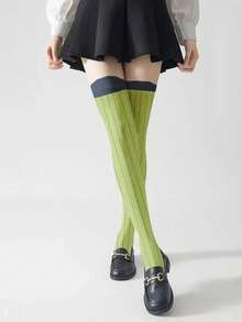 Kanroji Mitsuri Over-The-Knee Socks • Anime Cosplay • Green Stripes • JK Silk • - 彩色 - 查看 6