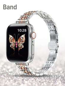 1pc Thin Narrow Gold Metal Band Compatible With Apple Watch Ultra 3/2/1, SE/S10/S9/S8/S7/S5/S4/S3, 14mm Width, Removable 7-Link Gold Chain, Suitable For Daily Wear, Parties, Travels, Also An Ideal Gift. Compatible With Apple Watch 38/40/41mm, 44/45/46/49mm, Accessories, Perfect For New Year, Valentine's Day Gifts - Multicolor - View 12