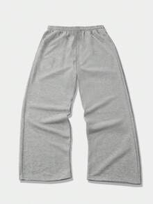 Pantalones de chándal de estilo callejero de moda para hombres en gris claro, con diseño gráfico y de letras creativo en amarillo y naranja tipo graffiti, y tela versátil, suave y cómoda - Gris Claro - Ver 3