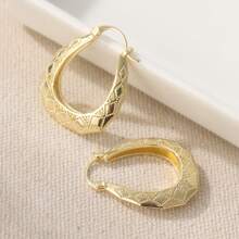 Goldene Vintage handgeschnitzte Muster große Wassertropfen Ohrringe, klassisches elegantes Schmuckaccessoire für Frauen, geeignet als Urlaubsgeschenk - Gold - Übersicht 2