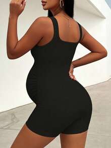 Bộ áo liền quần bầu Parara, kiểu áo hai dây, dáng ngắn đa năng, tôn dáng, rộng rãi, tối giản và thanh lịch. - màu đen - Xem 4