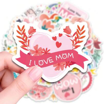 50 miếng dán vinyl chủ đề Ngày của Mẹ, hình trái tim hoa dễ thương, chống thấm nước, thích hợp dán lên bình nước, laptop, sổ tay, giấy gói quà, món quà lý tưởng cho mẹ, bà và những người yêu thích thủ công DIY nhân Ngày của Mẹ.