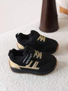 1 Pair Kids Spring Hook And Loop Casual Sports Shoes, Non-Slip Sneakers For Boys & Girls - Black - View 6