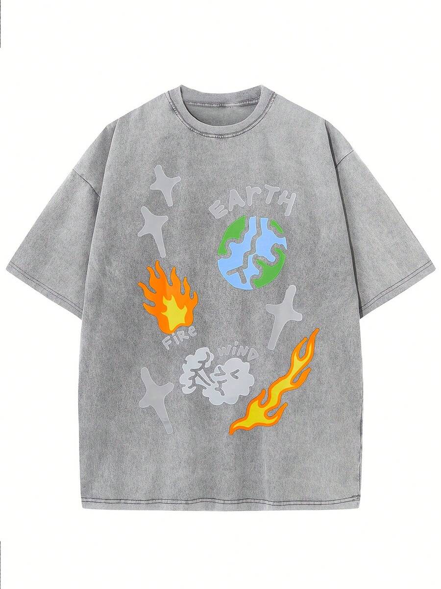 Me Oversized Cotton Solid Drop Shoulder T Shirts For Men Vintage Streetwear Basic Tees Baggy Hip Hop Unisex Tops Acid Wash T Shirt - Summer Tops - 2026 New Summer Outfits For Men - Vacation Outfits Men - Unisex Washable T-Shirt - 灰色 - 查看 1