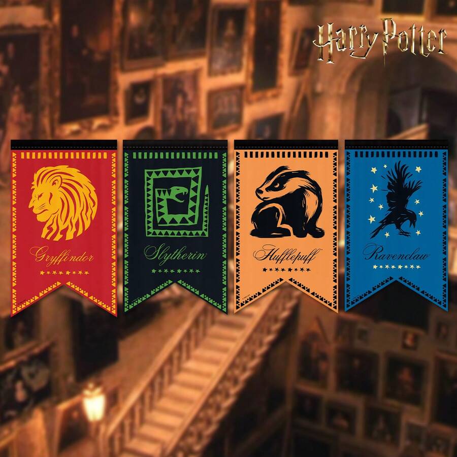 Harry Potter Bộ cờ treo nhà, trang trí tường theo chủ đề Thế giới Phép thuật được cấp phép chính thức, vật trang trí tiệc hoàn hảo và quà tặng sưu tầm dành cho người hâm mộ . - A - Xem 1