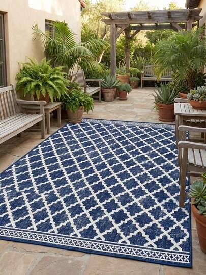 1pc Rug, Carpet, Area Rug, Doormat, Nordic Modern Minimalist INS Style - Classic Distressed Geometric Diamond Pattern, Outdoor Carpet For Entryway, Balcony, Hallway, Outdoor, Patio, Living Room, Soft Machine Washable Carpet Mat, Home Decor