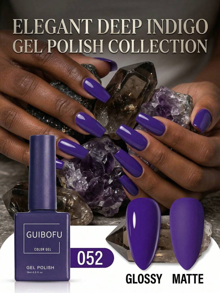 15ml Deep Purple Gel Nail Polish Royal Purple Tone Soak-Off UV LED Nail Gel Color Matching Bottle One Bottle One Color Professional Nail Salon Quality Long-Lasting Mysterious Party Style High Saturation DIY Home Nail Supplies Clear Glossy Elegant Night Style