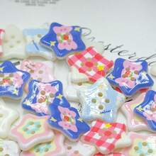 Star Four-Hole Buttons, In Stock, Cute Colorful Printed Five-Pointed Star Resin Buttons For Children's Clothing - 30pcs random color - View 4