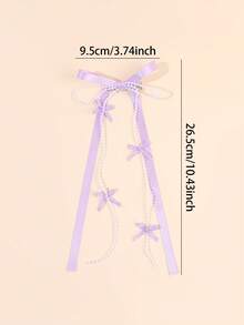 2 pièces Nœuds de cheveux violets avec chaîne de perles pour femmes. Pinces alligator élégantes pour mariage/vacances. Cadeau de fête des mères. Barrettes délicates pour épingles à cheveux quotidiennes. Accessoires de cheveux pour femmes, festivals, fêtes - Violet - Voir 5