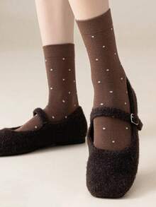 1/2/3/5 đôi tất nữ chấm bi tối giản bằng cotton, kiểu dáng thanh lịch, đa năng, đơn giản, phù hợp với giày bệt, giày thường ngày, dép lê, sandal, mùa xuân/hè/thu. - Nhiều màu - Xem 6