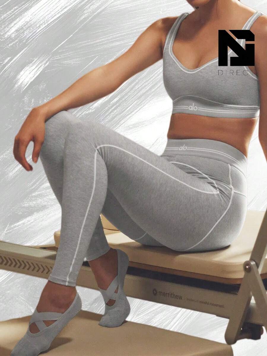 Alosoft High-Waist Heart Throb Legging - Màu xám tro/trắng thể thao - Xem 1