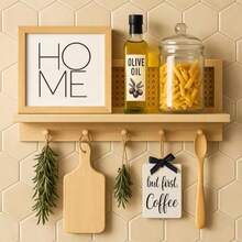 Rattan Coat Rack Wall-Mounted With 4 Hooks, Decorative Hanger For Keys, Suitable For Entryways, Nurseries, Hallways, Kitchens And Offices - Champagne - View 9