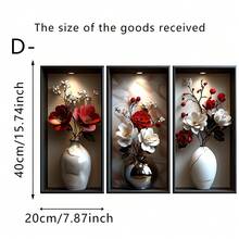 3pcs Arched Green Plant Flower Vase Wall Stickers, Elegant Floral Design, Waterproof Removable Vinyl Wall Decals, Suitable For Living Room Bedroom Sofa Background Wall Decor - Multicolor - View 9