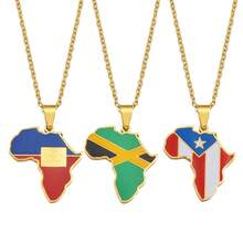 1Piece Africa Map With Jamaica Haiti Puerto Rico PR Flag Pendant Necklaces For Women Jewelry - Multicolor - View 1