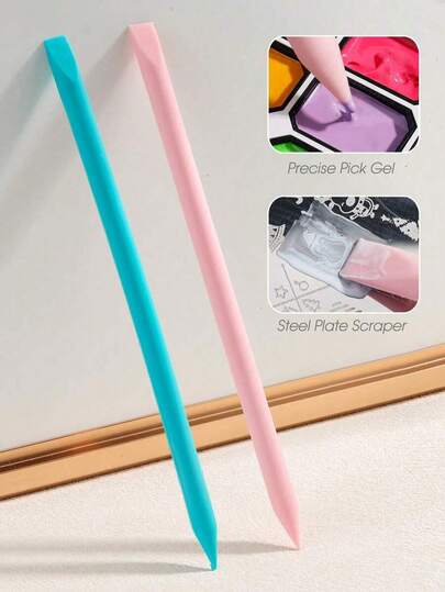 Paleta de mezcla de silicona de doble cabeza, adecuada para esmalte de gel y resina, raspador antiadherente para estampado y diseño de uñas, agitador multifuncional para joyería DIY, manualidades y artículos esenciales para el cuidado de las uñas