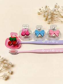 2 chiếc vỏ bọc bàn chải đánh răng nơ hồng và xanh dương đa năng, phù hợp với hầu hết các loại bàn chải đánh răng, thiết kế hình trái tim hồng và xanh dương, giá đỡ bàn chải đánh răng họa tiết dâu tây, trái tim, anh đào và hoa, thích hợp cho gia đình, ký túc xá, phòng tắm, du lịch, cắm trại, mang theo dễ dàng. - Nhiều màu - Xem 8