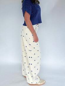 Pantalones vaqueros de mujer estilo barril con estampado de lunares, pantalones vaqueros sueltos de primavera, pantalones casuales holgados, pantalones de moda de pierna ancha - azul cielo - Ver 7