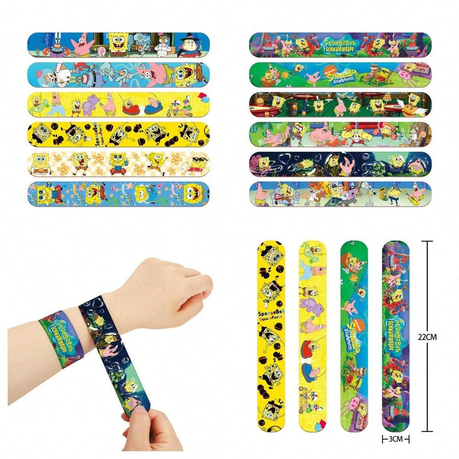 SpongeBob SquarePants Bộ 12 vòng tay PVC hình quần vuông, vòng tay nhạc sĩ hình quần vuông, món quà tuyệt vời nhất cho các dịp lễ, kỷ niệm, phù hợp cho gia đình, bạn bè và các cặp đôi, trang trí ngày lễ, quà tặng ngày lễ, quà tặng tựu trường, quà tặng tốt nghiệp. - Nhiều màu - Xem 1
