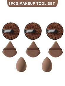 34件套化妆工具套装，包括：25支化妆刷套装+1个多功能防水拉链化妆包+3个化妆刷清洁工具+2个化妆海绵+3个三角粉扑，一应俱全，新手友好 | 方便旅行携带，送礼佳品 | 新手/女性的完美之选 - 卡其色 - 查看 13