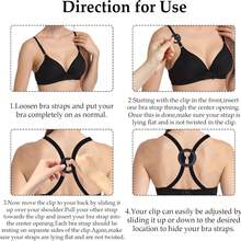 6pcs Flower, Butterfly, Heart, Geometric Pattern (ABS Resin) Adjustable Non-Slip Bra Strap Clips, Invisible Bra Strap Buckles, Suitable For All Seasons - Black - View 3