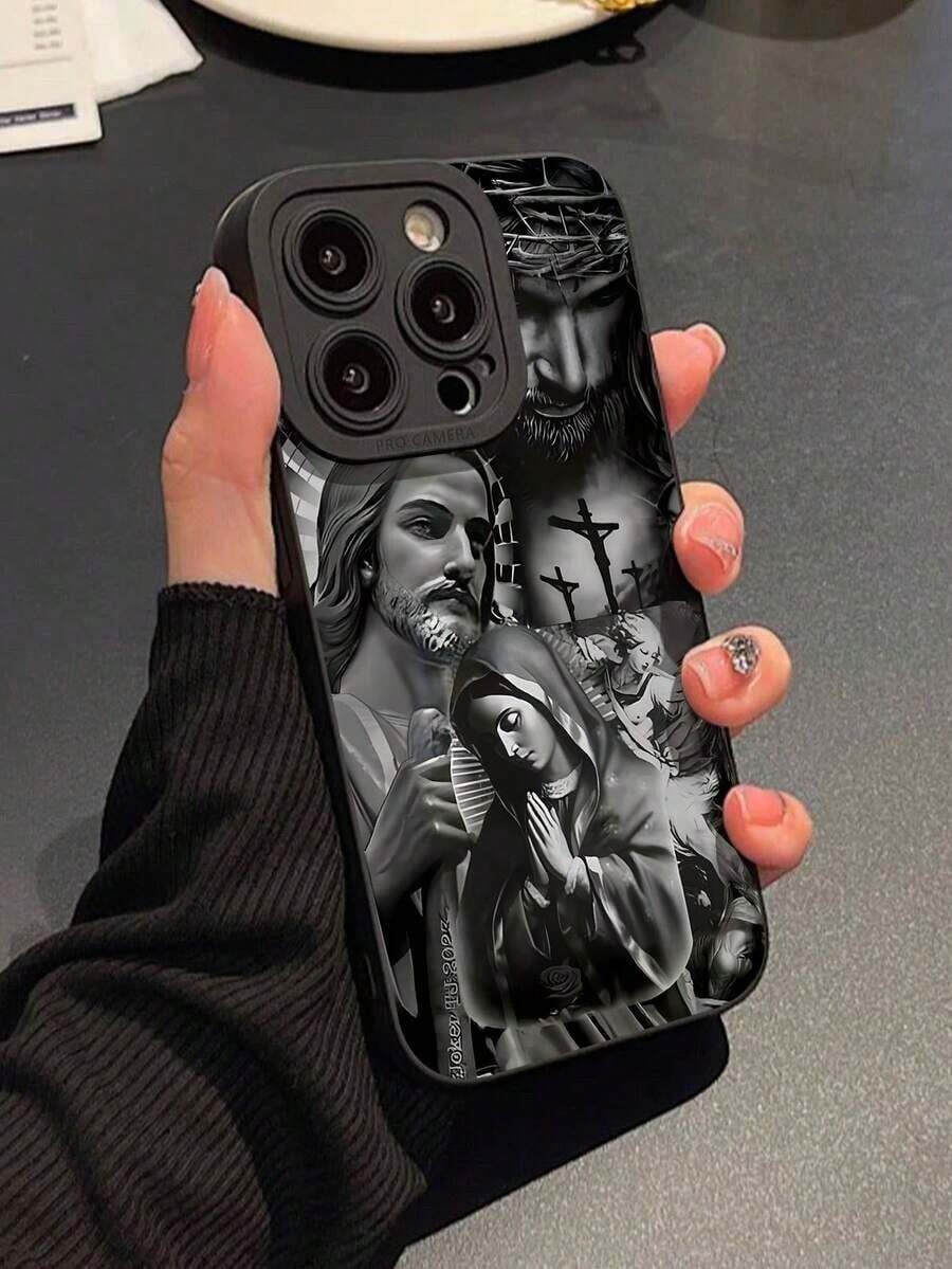 1 pieza Funda de teléfono antichoque con estampado de Jesús y la Virgen María compatible con iPhone 13/11/17/17pro/16/14/15/15pro/15 Plus/15 Promax/7plus/8plus/X/Xs Max/Xr/11pro/12pro/13pro/14pro/12mini/13mini/11promax/12promax/13promax/14promax/14plus/17pro Max/17Air/6/6s Plus/7/8/16Pro/16plus/16promax/Se2/17promax y compatible con Samsung Galaxy/A54/A14/A12/A13/A15/A32/A33/A24/A52S/S20/S21/S22/S23/S24/S23Plus/S24ultra/S25/A15/A33/A23 - 1 unidad - Ver 1