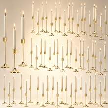 60-Piece Set/30-Piece Set Of Faux Gold Conical Candle Holders, Christmas Candle Holders, Vintage-Modern Decorative Center Candle Holders, Suitable For Dining Tables, Fireplace Mantles, Wedding Occasions, And Housewarming Gifts.Not Included - 電鍍仿金色 - 查看 5