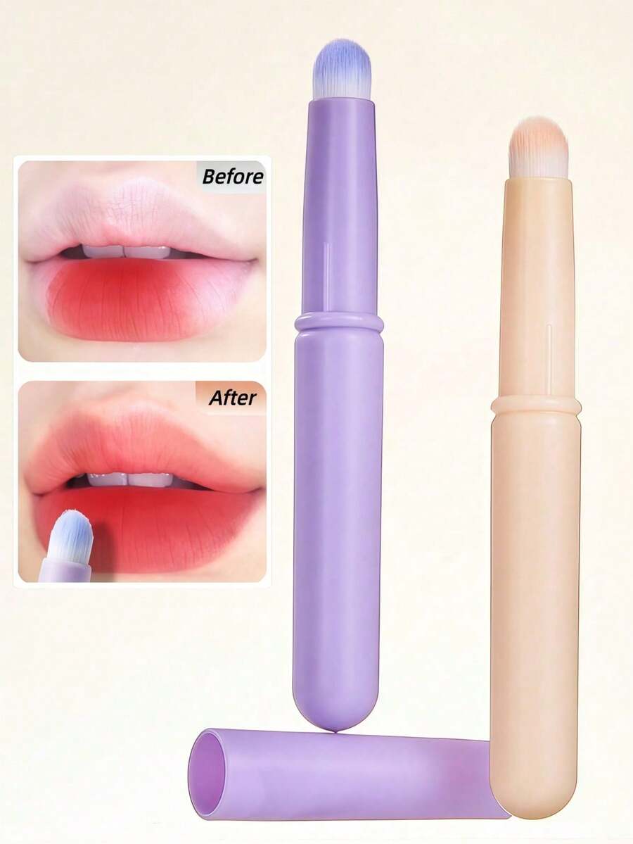 OEIEZ Lip Brush With Protective Cap, Multi-Purpose Lip Smudge Brush, Perfect For Lipstick, Lip Gloss & Concealer, Portable & Easy To Clean - Multicolor - View 1